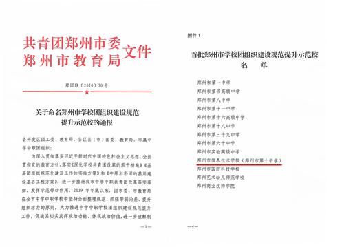 1乐虎lehu08手机版被命名为首批郑州市学校团组织建设规范提升示范校